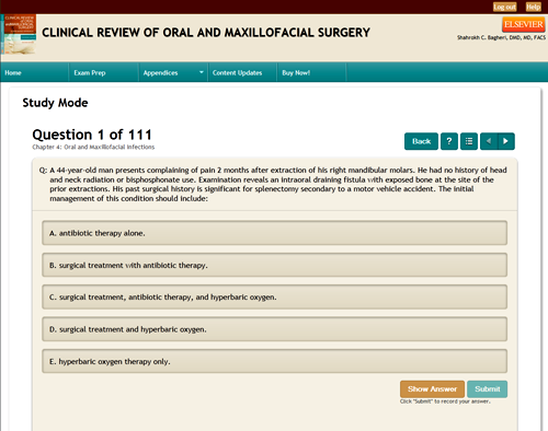 screen shot of Exam Prep in Study Mode